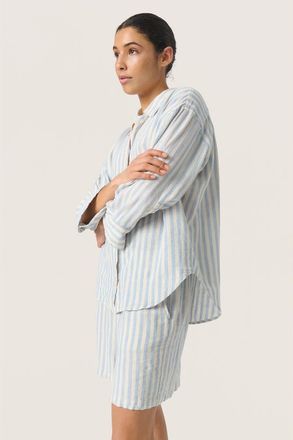 Soaked In Luxury Belira Casual Fit Shirt in Skyway Stripes at Nordstrom, Size X-Small