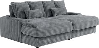 Vente-Unique Sof&aacute; de 3 plazas confort asiento profundo de pana gruesa gris antracita CALAZO de Pascal Morabito