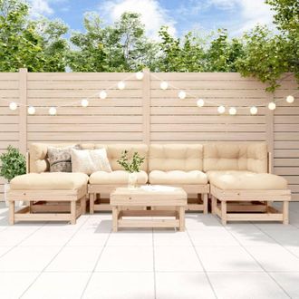 vidaXL Set Salotto da Giardino 7 pz in Legno Massello di Pino vidaXL 503424