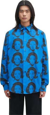 Wales Bonner Selah Shirt - Heren - Casual Overhemden - Blauw - XL - Katoen - Overhemden