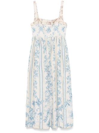 Agua Bendita Barbara Bougainvillea midi dress - Blue