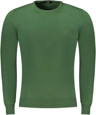Cavalli Groene Polyester Pullover - Heren - Ronde hals truien - Groen - XL - Polyester - Truien & Vesten
