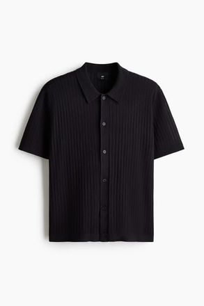 H&M Regular Fit Rib-knit Shirt in Dark Blue at Nordstrom, Size Xx-Large