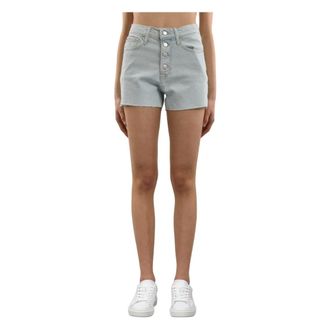 Calvin Klein Denim High-Waisted Shorts met Distressed Effect - Dames - Bermuda - Blauw - W27 - Denim - Korte Broeken