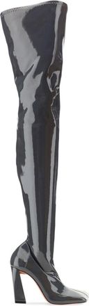 Amina Muaddi Marine boots - women - Calf Leather/Cotton/Rubber/Polyamide/Polyester/Fabric - 37.5 - Grey