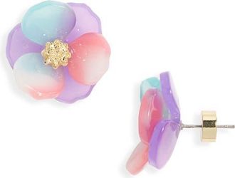 Nordstrom Floral Statement Stud Earrings in Purple Multi- Gold at Nordstrom