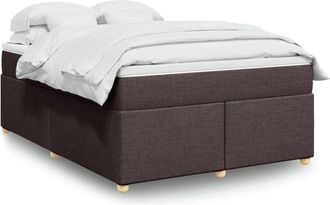 vidaXL Vidaxl - Cama Box Spring Con Colch&oacute;n Tela Marr&oacute;n Oscuro 140x200 Cm