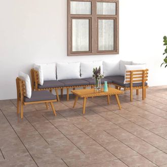 vidaXL Muebles De Jard&iacute;n 7 Piezas Con Cojines Madera Maciza De Acacia Vidaxl