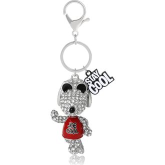 Peanuts Snoopy Joe Cool Crystal Keychain with Stay Cool Tag, Silver-Tone in Multi at Nordstrom