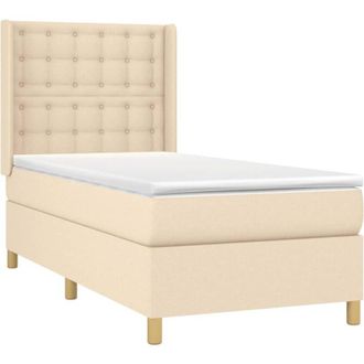 vidaXL Vidaxl - Cama Box Spring Con Colch&oacute;n Tela Color Crema 90x200 Cm