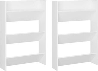 vidaXL Zapateros de pared 2 uds madera contrachapada blanco 60x18x90cm Vidaxl