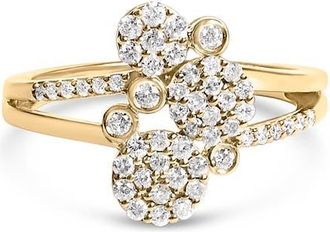 House of Brilliance Silver 1/2 Cttw Diamond Scatter Composite Bypass Ring in Yellow at Nordstrom, Size 10