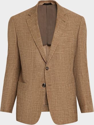 Giorgio Armani Men & apos;s Wool, Silk and Linen Crosshatch Sport Coat