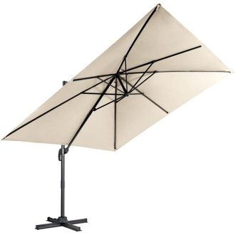 Costway Costway 300 Cm Sombrilla Para Jard&iacute;n Con 3 Inclinaciones, Rotaci&oacute;n 360&deg;, Manivela, 8 Varillas, Base Cruzada, Parasol De Exterior (beige)