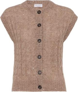 Brunello Cucinelli Dazzling Cable cardigan in Hazelnut at Nordstrom, Size Xx-Large Eu