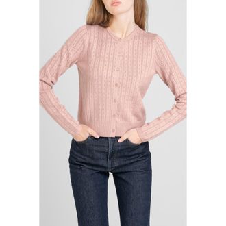Wayf Sandy Pointelle Cardigan in Pink at Nordstrom Rack, Size Large