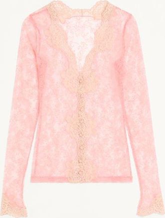 Valentino Cardigan In Pizzo Stretch Donna ROSA XL