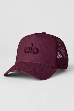 Alo | District Trucker Hat in Burgundy Red