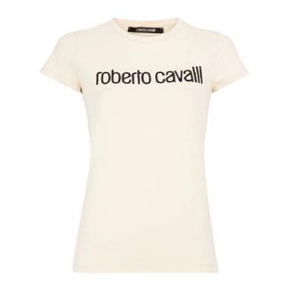 Roberto Cavalli Embroidered Logo Short Sleeve T-Shirt, Brand Size 40 ( US Size 6 )