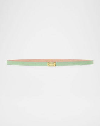 Victoria Beckham Gold-Plated B-Logo Skinny Leather Belt
