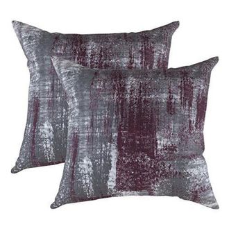 OEM (paquete De 2) Fundas De Almohada De Algod&oacute;n Con Dise&ntilde;o Art&iacute;stico De Pincel (20 X 20 Pulgadas, Color Burdeos)