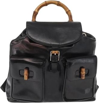 Gucci Pre-owned Backpacks, female, Black, Size: ONE SIZE Pre-owned Leather Backpack
