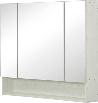 Kleankin Kleankin - Armadietto A Specchio Montato A Muro Per Bagno In Mdf E Vetro Bianco