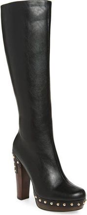 Jeffrey Campbell Kamari Knee High Platform Boot in Black Gold at Nordstrom, Size 7.5