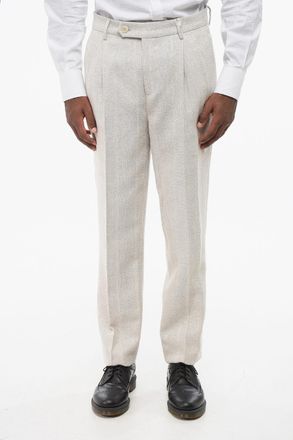 Brunello Cucinelli Pantaloni a 2 Pinces in Misto Lino Brunello Cucinelli