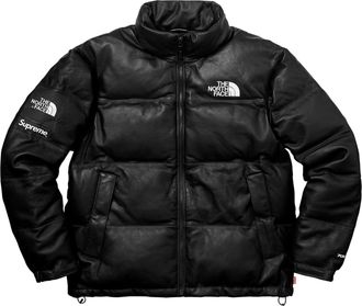 SUPREME FW17 X The North Face Leather Nuptse Jacket Black SUP-FW17-617