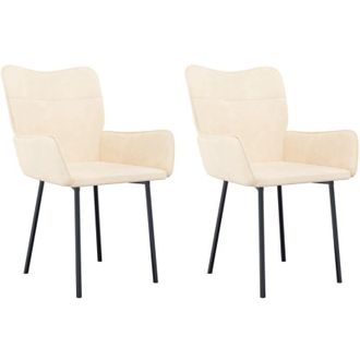 vidaXL Sillas De Comedor 2 Unidades Terciopelo Crema Vidaxl