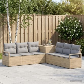 vidaXL Vidaxl Set Di Divani 7 Pz Beige E Grigio Chiaro