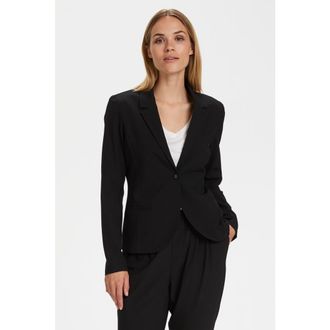 Kaffe Jillian Long Sleeve Regular Fit Blazer in Black Deep at Nordstrom, Size 6