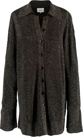 Nanushka Black & Gold Lurex Longline Shirt Size M