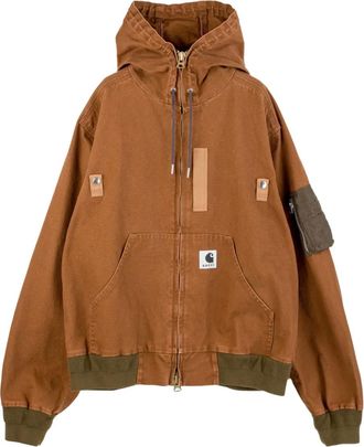 Carhartt Work in Progress logo-patch hooded jacket - men - Cotton - M - Brown