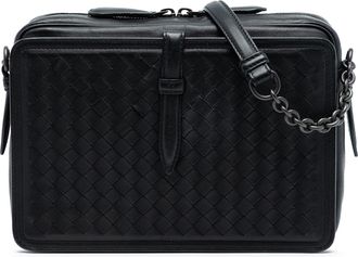 Bottega Veneta Pre-owned Womens Nappa Intrecciato Belt Flap Camera Bag - Black Leather - One Size