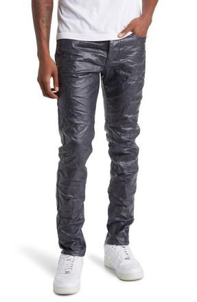 Purple Patent Film Coated Skinny Jeans in Dark Indigo at Nordstrom, Size 33