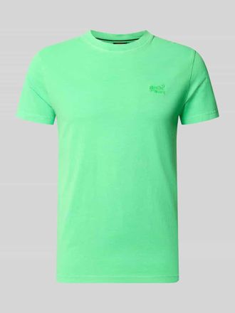 Superdry T-Shirt mit Rundhalsausschnitt und Label-Stitching in Neon Gruen, Gr&ouml;&szlig;e XXXL