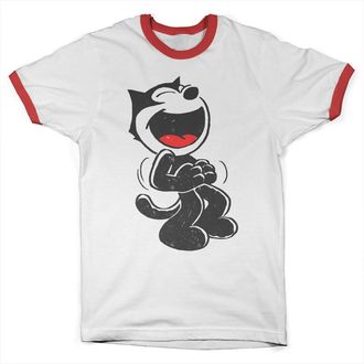 Felix The Cat Officially Licensed Hand Drawn Mens T-Shirt (White-Red), Medium