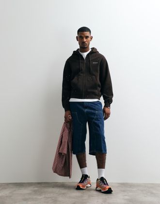 Carhartt Work in Progress OG Double Knee - Jorts ampi blu stone wash con ginocchio doppiato