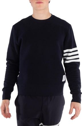 Thom Browne Mens Navy 4-Bar Stripe Sleeve Sweatshirt, Brand Size 0 (X-Small)