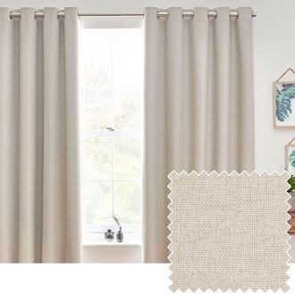 furn. Dawn Blackout Eyelet Curtain Pair in Light Beige | Size: 229 cm width x 229 cm drop