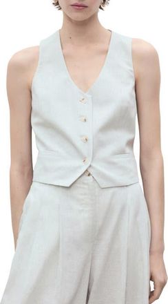 Mango Cotton & Linen Suit Vest in Ecru at Nordstrom, Size Xx-Large