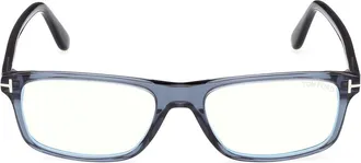 Tom Ford 55mm Rectangular Optical Glasses in Transparent Navy Blue/t Logo at Nordstrom