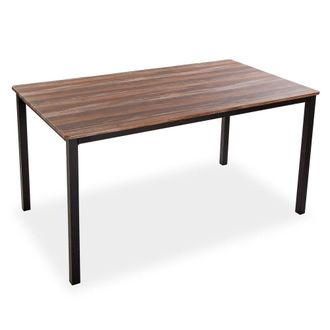 VERSA Mesa de comedor 6 personas en aglomerado efecto madera y metal negro