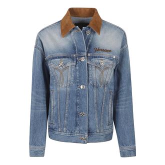 Versace Denim Jackets, female, Blue, Size: 2XS Trucker Jacket