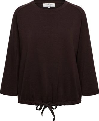 &Co Woman Viscose Top met Corduroy Zoom - Dames - Blouses - Bruin - XS - Polyester - Overhemden