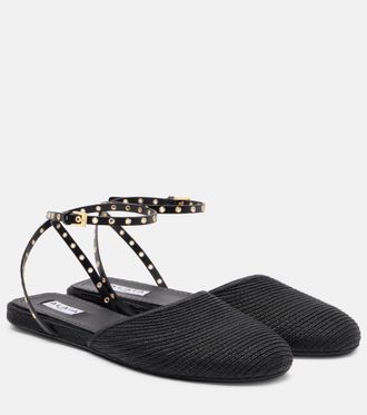 Alaia Alaïa Leather-trimmed slingback flats