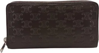 Celine Gray Leather Long Wallet (Bi-Fold) (Pre-Owned)