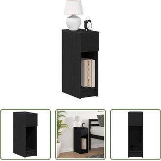 vidaXL Comodino rovere nero - Comodino con Cassetto Rovere Nero 20x36x60 cm